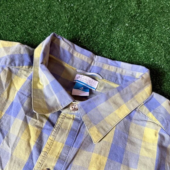 Columbia Shirt Size XL Blue Yellow Plaid Button Up Relaxed Fit Outdoor Hiking - Picture 11 of 16